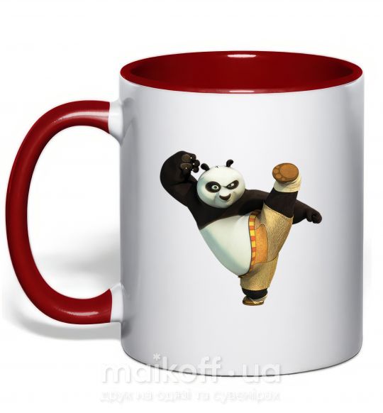 Чашка з кольоровою ручкою Kung Fu Panda Червоний фото