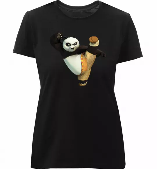 Женская премиум футболка Kung Fu Panda Черный фото