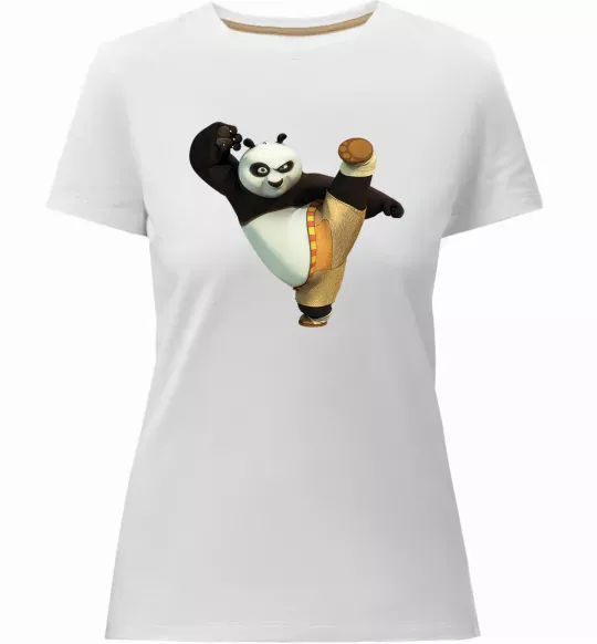 Женская премиум футболка Kung Fu Panda Белый фото