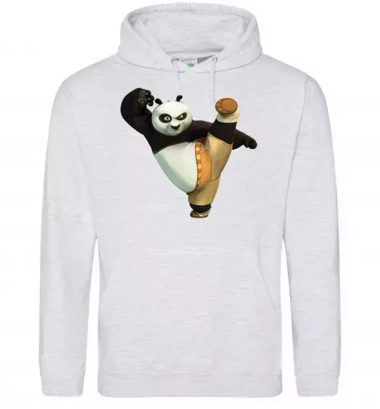 Мужская толстовка (худи) Kung Fu Panda Серый меланж фото