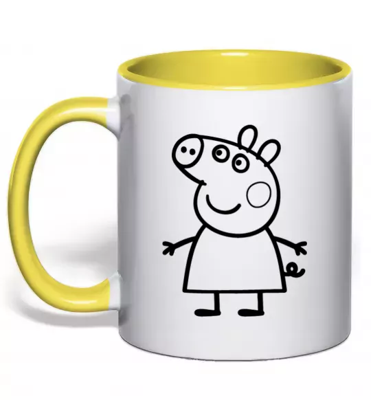 Чашка с цветной ручкой Peppa pig Солнечно желтый фото