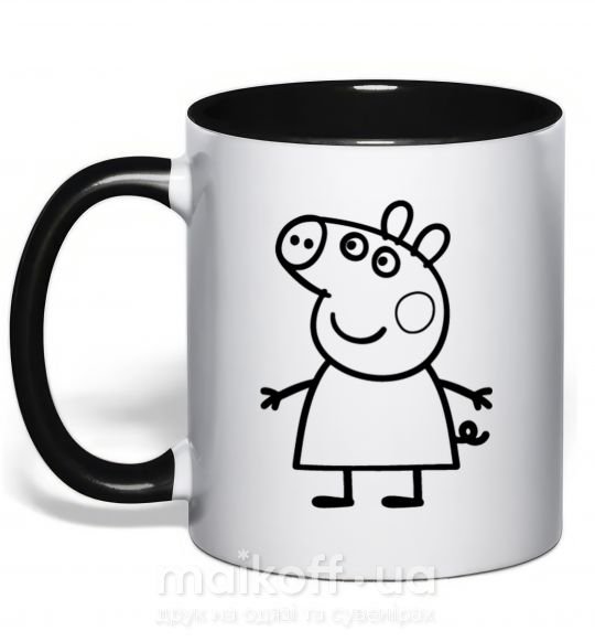 Чашка с цветной ручкой Peppa pig Черный фото