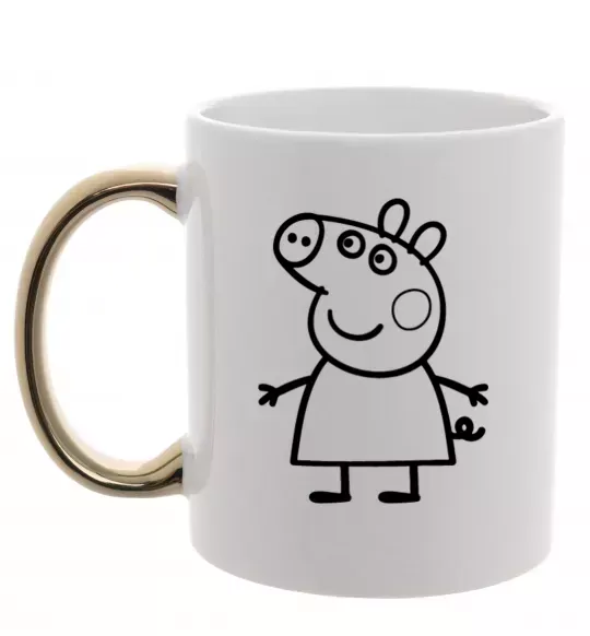 Чашка с цветной ручкой Peppa pig Золото фото