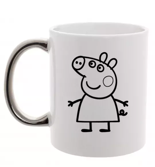 Чашка с цветной ручкой Peppa pig Серебро фото