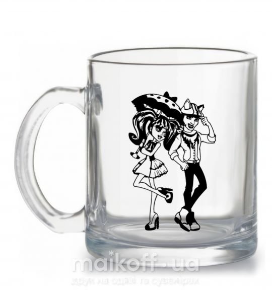 Чашка скляна Monster couple Прозорий фото