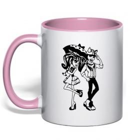 Чашка з кольоровою ручкою Monster couple