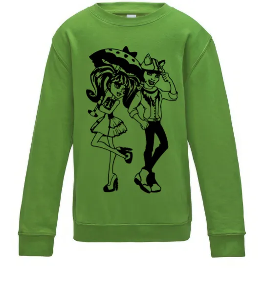 Дитячий світшот Monster couple Лаймовий фото