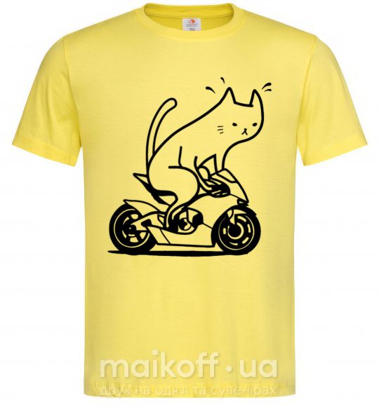 Чоловіча футболка Biker cat Лимонний фото