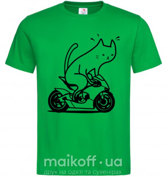 Чоловіча футболка Biker cat Зелений фото