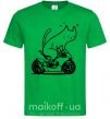 Мужская футболка Biker cat Зеленый фото
