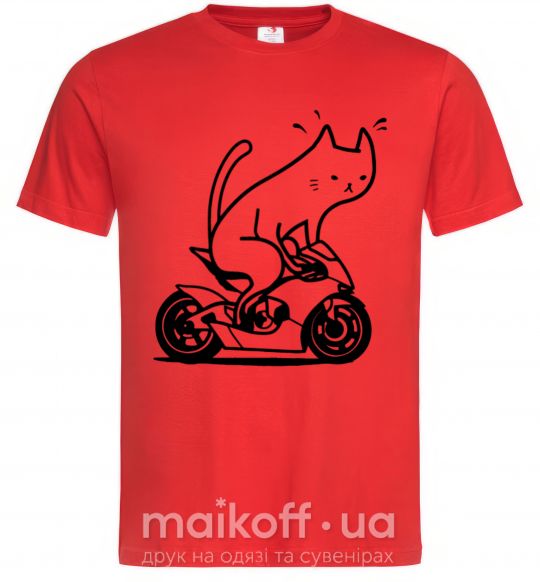 Мужская футболка Biker cat Красный фото