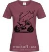 Женская футболка Biker cat Бордовый фото