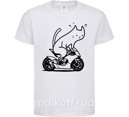 Детская футболка Biker cat Белый фото
