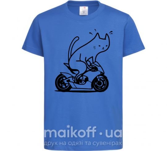 Детская футболка Biker cat Ярко-синий фото