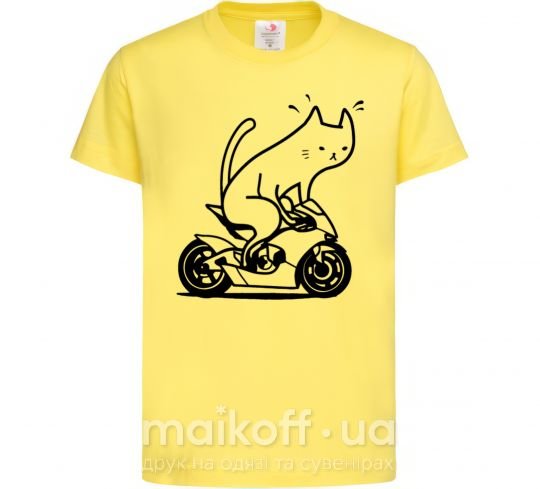 Детская футболка Biker cat Лимонный фото