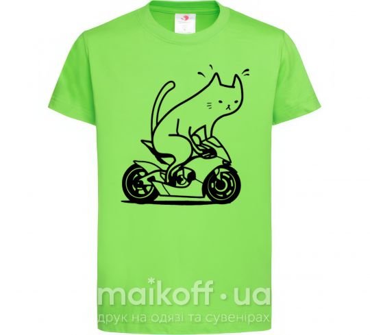 Детская футболка Biker cat Лаймовый фото
