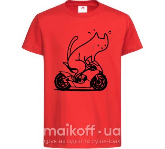 Детская футболка Biker cat Красный фото