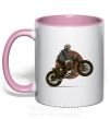 Чашка с цветной ручкой Bike skeleton Нежно розовый фото