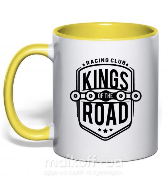 Чашка з кольоровою ручкою Kings of the road Сонячно жовтий фото