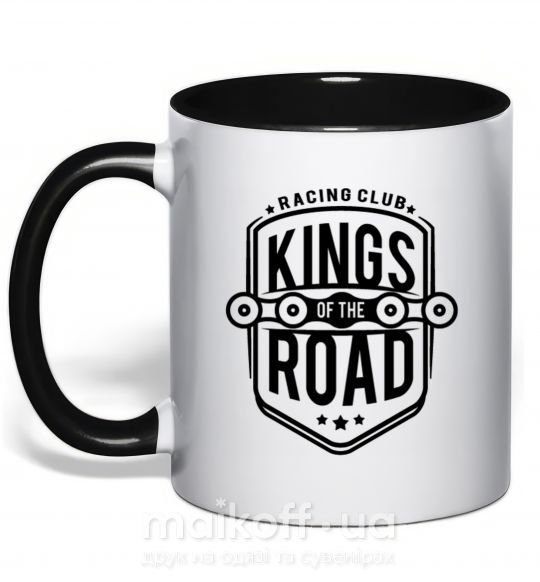 Чашка з кольоровою ручкою Kings of the road Чорний фото