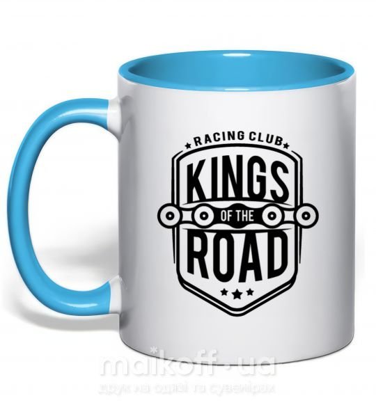 Чашка з кольоровою ручкою Kings of the road Блакитний фото
