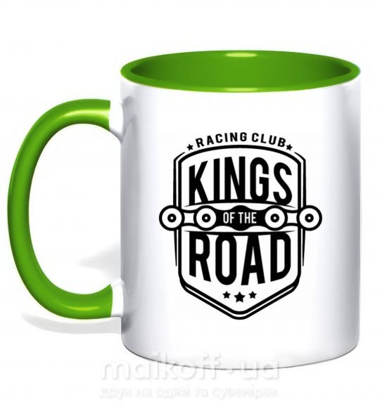 Чашка з кольоровою ручкою Kings of the road Зелений фото