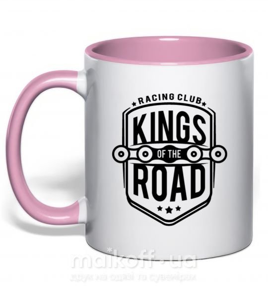 Чашка з кольоровою ручкою Kings of the road Ніжно рожевий фото