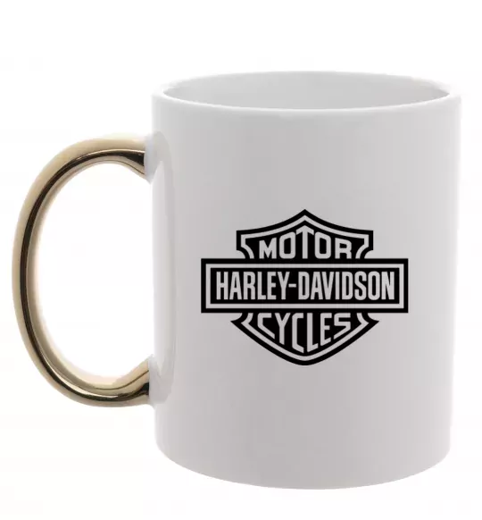 Чашка з кольоровою ручкою Harley Davidson Золото фото