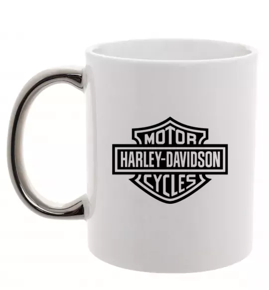 Чашка з кольоровою ручкою Harley Davidson Срібло фото