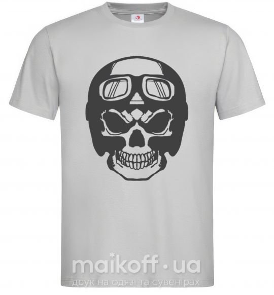 Чоловіча футболка Skull with helmet Сірий фото