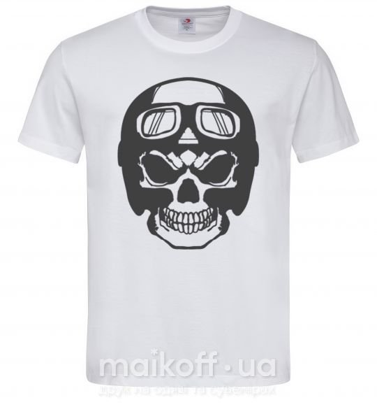 Чоловіча футболка Skull with helmet Білий фото