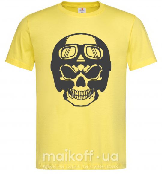 Чоловіча футболка Skull with helmet Лимонний фото
