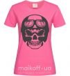 Женская футболка Skull with helmet Ярко-розовый фото