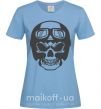 Жіноча футболка Skull with helmet Блакитний фото