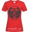 Женская футболка Skull with helmet Красный фото