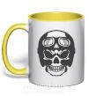 Чашка з кольоровою ручкою Skull with helmet Сонячно жовтий фото