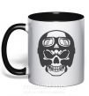 Чашка з кольоровою ручкою Skull with helmet Чорний фото