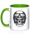 Чашка з кольоровою ручкою Skull with helmet Зелений фото