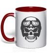 Чашка з кольоровою ручкою Skull with helmet Червоний фото