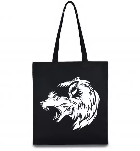 Еко-сумка Angry wolf ч/б принт Чорний фото