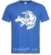Мужская футболка Angry wolf ч/б принт Ярко-синий фото