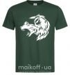 Мужская футболка Angry wolf ч/б принт Темно-зеленый фото