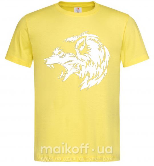 Мужская футболка Angry wolf ч/б принт Лимонный фото