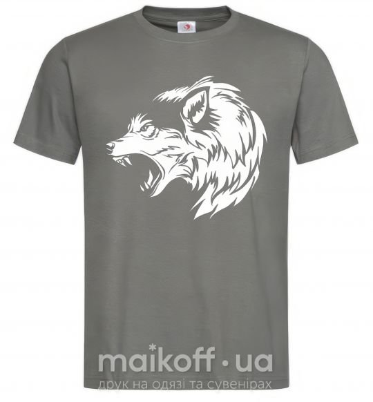 Чоловіча футболка Angry wolf ч/б принт Графіт фото