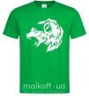 Чоловіча футболка Angry wolf ч/б принт Зелений фото