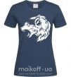 Женская футболка Angry wolf ч/б принт Темно-синий фото