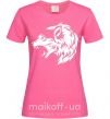 Женская футболка Angry wolf ч/б принт Ярко-розовый фото