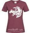 Женская футболка Angry wolf ч/б принт Бордовый фото
