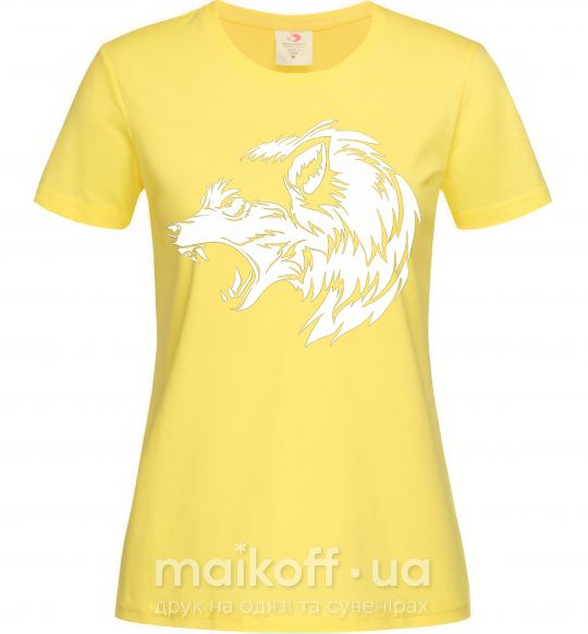 Женская футболка Angry wolf ч/б принт Лимонный фото