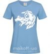 Женская футболка Angry wolf ч/б принт Голубой фото